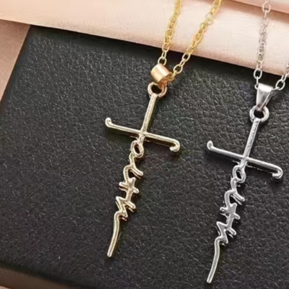 Gold FAITH Pendant Necklace - Picture 2 of 5